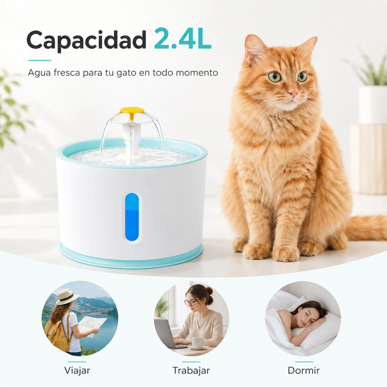 Fuente AquaFlow capacidad 2.4 litros